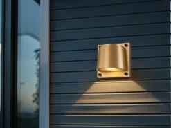 2er Set LED Außenwandleuchten Downlight Messingfarben, Höhe 16,5cm
