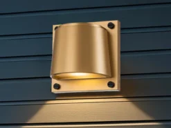 2er Set LED Außenwandleuchten Downlight Messingfarben, Höhe 16,5cm