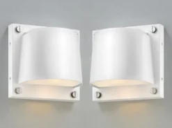 2er Set LED Außenwandleuchten Downlight Weiß, Höhe 16,5cm