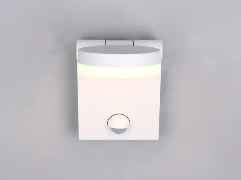 2er Set LED Außenwandleuchten Höhe 19cm, Weiß mit Bewegungsmelder