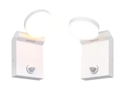 2er Set LED Außenwandleuchten Höhe 19cm, Weiß mit Bewegungsmelder