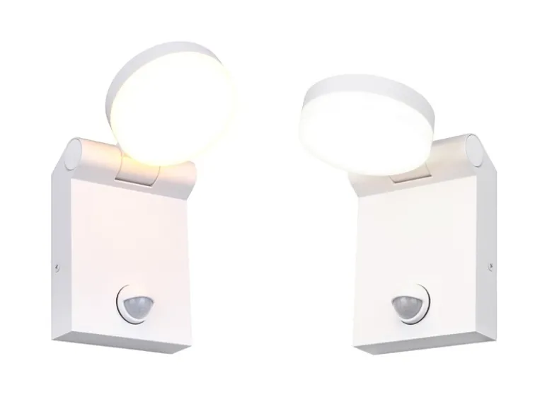 2er Set LED Außenwandleuchten Höhe 19cm, Weiß mit Bewegungsmelder