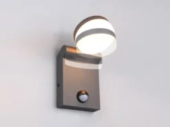 2er Set LED Außenwandleuchten Höhe 19cm, Schwarz mit Bewegungsmelder