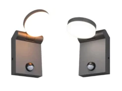 2er Set LED Außenwandleuchten Höhe 19cm, Schwarz mit Bewegungsmelder