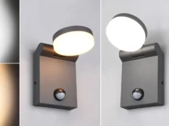 2er Set LED Außenwandleuchten Höhe 19cm, Schwarz mit Bewegungsmelder