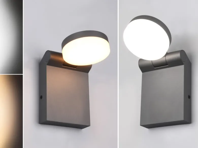 2er Set LED Außenwandleuchten Höhe 19cm Leuchtenkopf einstellbar, Schwarz
