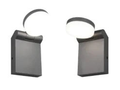 2er Set LED Außenwandleuchten Höhe 19cm Leuchtenkopf einstellbar, Schwarz