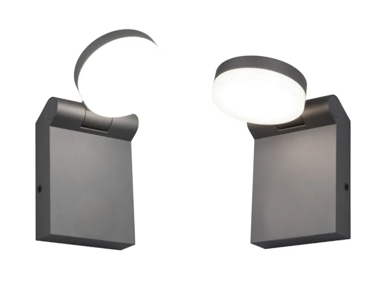 2er Set LED Außenwandleuchten Höhe 19cm Leuchtenkopf einstellbar, Schwarz