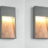 2er Set LED Außenwandleuchten in Anthrazit & Holzoptik, Höhe 33cm