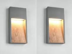 2er Set LED Außenwandleuchten in Anthrazit & Holzoptik, Höhe 33cm