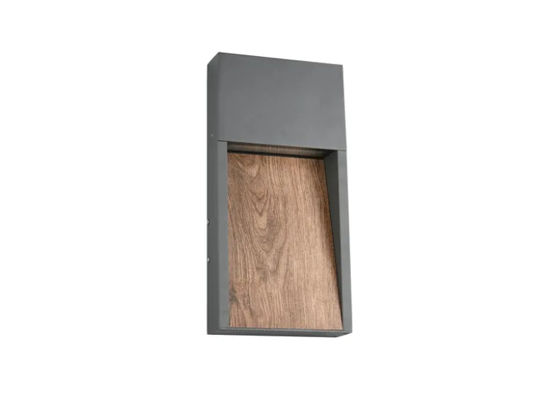 2er Set LED Außenwandleuchten in Anthrazit & Holzoptik, Höhe 33cm
