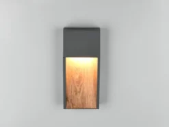 2er Set LED Außenwandleuchten in Anthrazit & Holzoptik, Höhe 33cm