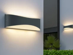 2er Set LED Außenwandleuchten in Anthrazit mit Up and Down Beleuchtung, IP65