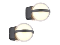 2er Set LED Außenwandleuchten Kugel aus Aluminium in Anthrazit, Höhe 11cm