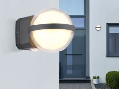 2er Set LED Außenwandleuchten Kugel aus Aluminium in Anthrazit, Höhe 11cm