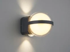 2er Set LED Außenwandleuchten Kugel aus Aluminium in Anthrazit, Höhe 11cm
