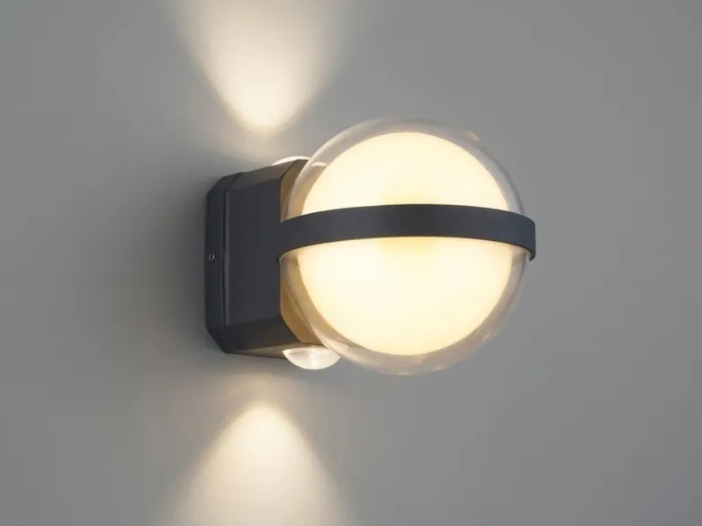 2er Set LED Außenwandleuchten Kugel aus Aluminium in Anthrazit, Höhe 11cm