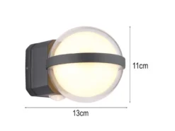 2er Set LED Außenwandleuchten Kugel aus Aluminium in Anthrazit, Höhe 11cm