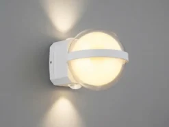 2er Set LED Außenwandleuchten Kugel aus Aluminium in Weiß, Höhe 11cm