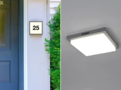 2er Set LED Außenwandleuchten mit Bewegungsmelder & Hausnummer 30 x 30cm