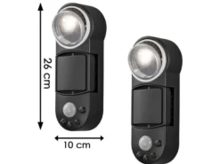 2er-Set LED Außenwandleuchten mit Bewegungsmelder & Batterie, Schwarz H: 26cm