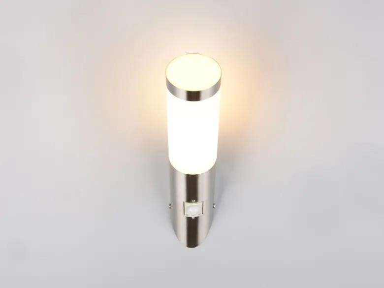 2er Set LED Außenwandleuchten mit Bewegungsmelder Silber, Höhe 39cm