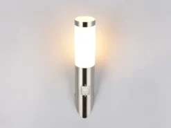 2er Set LED Außenwandleuchten mit Bewegungsmelder Silber, Höhe 39cm