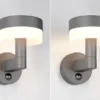 2er Set LED Außenwandleuchten mit Bewegungsmelder in Anthrazit, Höhe 22cm