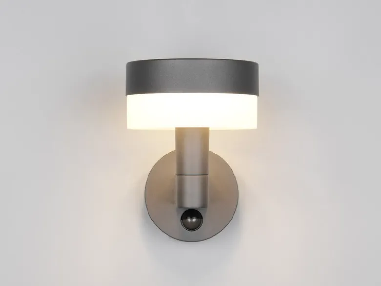 2er Set LED Außenwandleuchten mit Bewegungsmelder in Anthrazit, Höhe 22cm