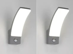 2er Set LED Außenwandleuchten mit Bewegungsmelder in Anthrazit, Höhe 22,5cm