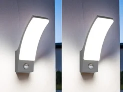 2er Set LED Außenwandleuchten mit Bewegungsmelder in Anthrazit, Höhe 22,5cm