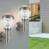 2er Set LED Außenwandleuchten mit Bewegungsmelder in Silber, Höhe 32cm