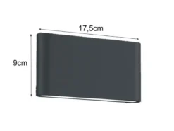 2er SET LED Außenwandleuchten Up and Down Light Anthrazit, Breite 17,5cm