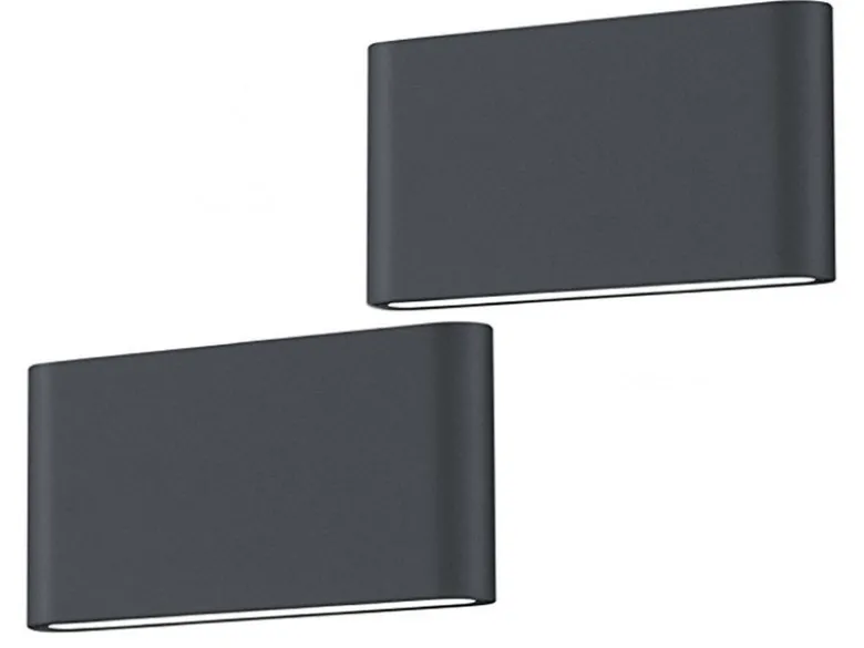 2er SET LED Außenwandleuchten Up and Down Light Anthrazit, Breite 17,5cm
