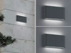 2er SET LED Außenwandleuchten Up and Down Light Anthrazit, Breite 17,5cm
