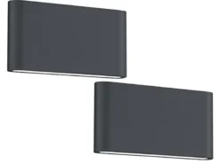 2er SET LED Außenwandleuchten Up and Down Light Anthrazit, Breite 17,5cm