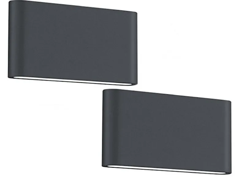 2er SET LED Außenwandleuchten Up and Down Light Anthrazit, Breite 17,5cm