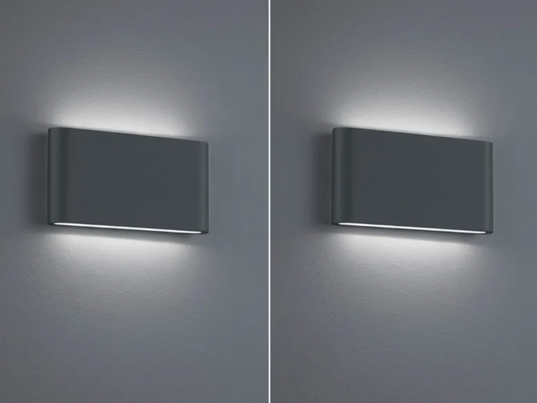 2er SET LED Außenwandleuchten Up and Down Light Anthrazit, Breite 17,5cm