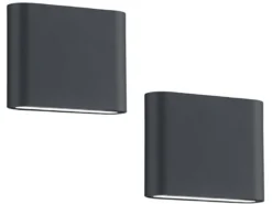 2er SET LED Außenwandleuchten Up and Down Light Anthrazit, Breite 11,5cm
