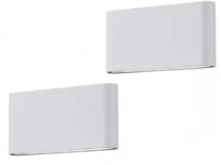 2er SET LED Außenwandleuchten Up and Down Light Weiß, Breite 17,5cm