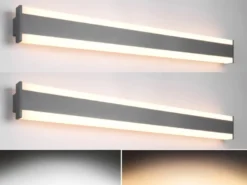 2er-Set LED Außenwandleuchten Up and Down Lichteffekt, Anthrazit 100cm lang