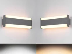 2er-Set LED Außenwandleuchten Up and Down Lichteffekt, Anthrazit Breite 30cm