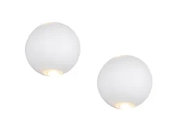 2er Set LED Außenwandleuchten Up and Down, Kugel in Weiß Ø 10cm