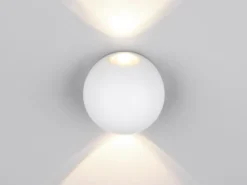 2er Set LED Außenwandleuchten Up and Down, Kugel in Weiß Ø 10cm