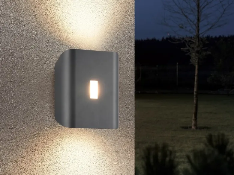2er Set LED Außenwandleuchten Up and Down & Lichtfarbe einstellbar, H 20cm