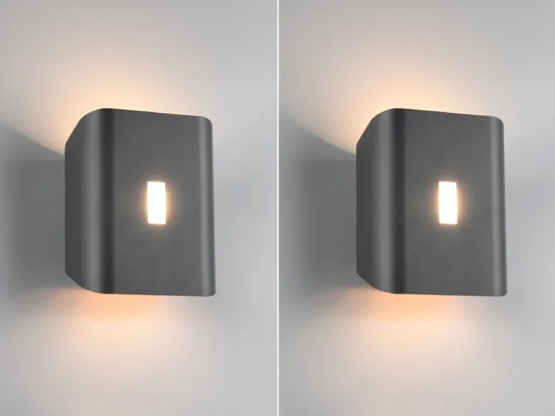2er Set LED Außenwandleuchten Up and Down & Lichtfarbe einstellbar, H 20cm