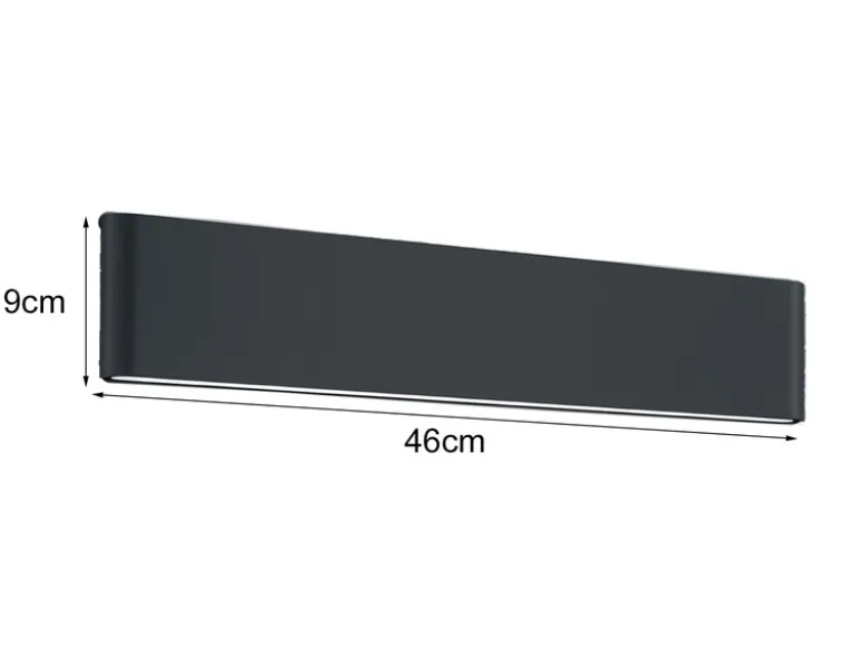 2er SET LED Außenwandleuchten Up and Down Light Anthrazit, Breite 46,5cm