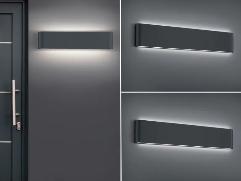2er SET LED Außenwandleuchten Up and Down Light Anthrazit, Breite 46,5cm