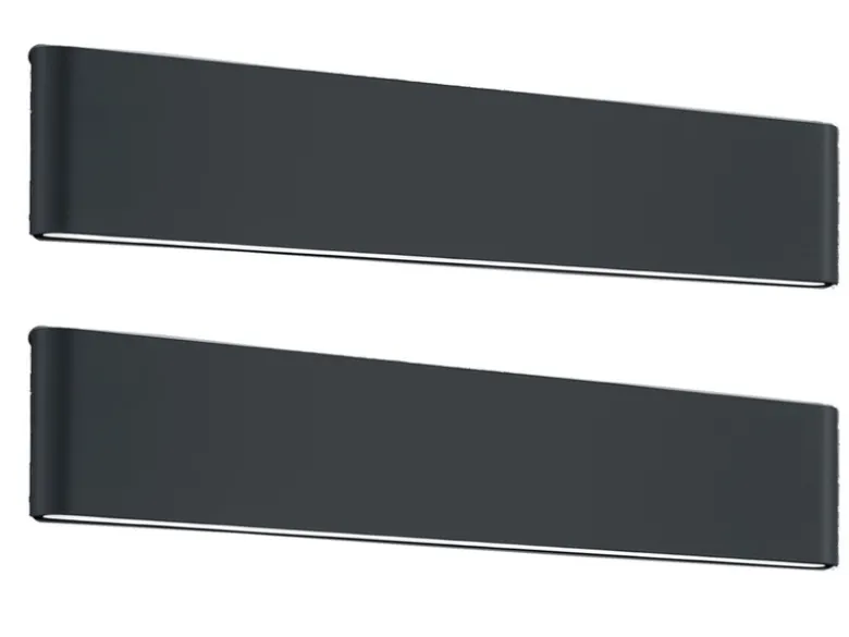 2er SET LED Außenwandleuchten Up and Down Light Anthrazit, Breite 46,5cm