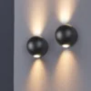 2er Set LED Außenwandleuchten Up and Down, Kugel in Schwarz Ø 10cm